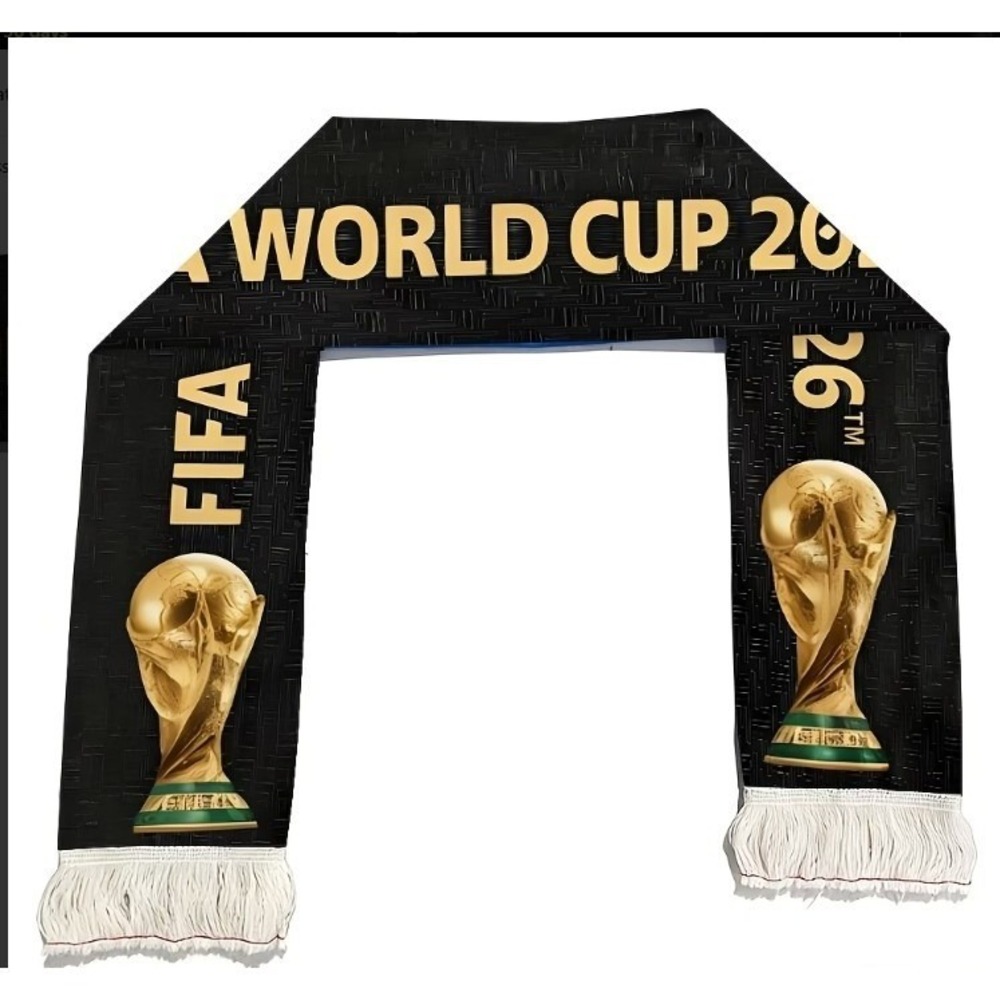 FIFA World Cup 2026 Soccer Scarf Black Gold Trophy 59" Thin Decorative Fan Scarf